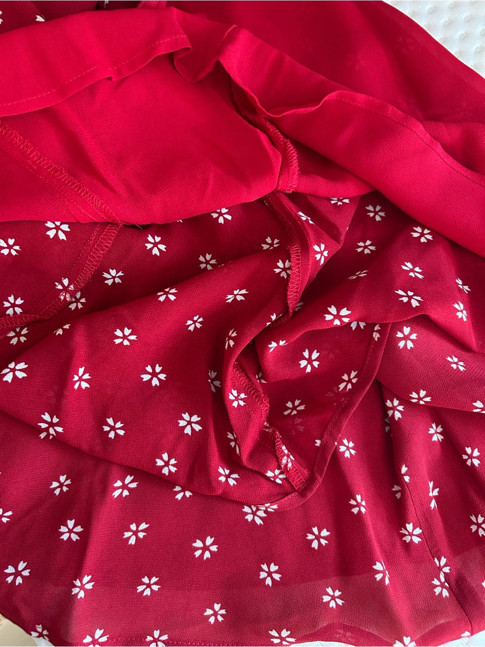 Reformation Red Floral Mini Dress Size 0 Puff Sleeve Open Back Tie Dress - Picture 10 of 10